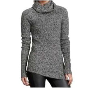 Athleta Gray Marled Cowl Neck Asymmetric Sweater